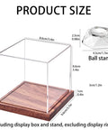 Two Pack Golf Ball Display Case With Clear Acrylic Cube And Solid Wood Base No Assembly Required UV Protection For Autograph Ball Stand Perfect For Single Golf Ball dimensions shown.