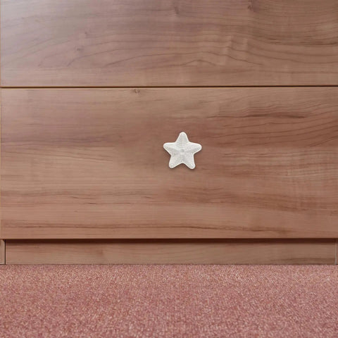White Ceramic Star Cabinet Knob Small Decorative Drawer Pull Handle For Wardrobe Kitchen Bathroom Cabinets Retro Vibe Style