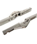 Sleek Invisible Concealed Hydraulic Buffer Cabinet Hinges For Effortless Quiet Closing And Space Saving Design, shown uninstalled in steel