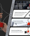 Adjustable Steel Cable Padlock With 3 Keys, 3.28 Feet Long, Weatherproof Aluminum Lock for bikes and outdoor gear shown in use.