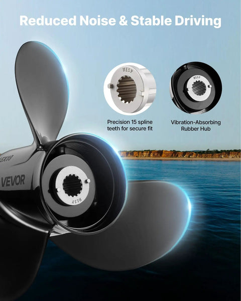 Upgrade Aluminum Outboard Propeller For Mercury Engines 40 140 HP 15 Spline 3 Blade Right Hand Rotation Gearcase 4 Inch Beefy OEM Replacement Boat Prop Direct Fit For Easy Install And Long Lasting Performance