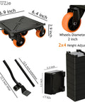 Heavy Duty Furniture And Appliance Lifter Jack With Rolling Wheels And Sliders, 3475 Lb Capacity, showing parts dimensions