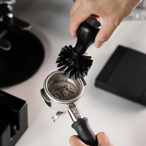 Pro-Grade Espresso Portafilter Brush For 51mm, 54mm, And 58mm Baskets, ABS Handle, Arc Cross Bristles Barista Cleaning Tool