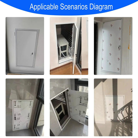 Heavy Duty Metal Drywall Access Panel With Lock And Key Soundproof Plumbing Inspection Hatch For Attic Ceiling in various installation scenarios.