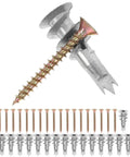 Heavy Duty Hollow Wall Anchor Kit With Spiral Design Screws for drywall, zinc alloy and iron, arranged on white background