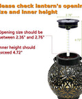 Diagram showing Solar Lantern Replacement Top for Waterproof Outdoor Lights fitting openings 2.36-2.76 inches, height over 4.7 inches.
