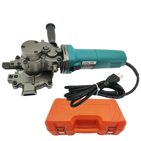 Front view of Handheld Electric Rebar Cutter Beast And Cold Cut Saw 1100W Portable Metal Cutting Tool with orange case