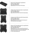 Rock Solid 1/2 Inch Drive Impact Socket Set with 10 Thick Wall CrV Steel Sockets Plus Color Rings Heavy Duty Pneumatic Tools For Gritty Jobs And Fastener Wrenching Magic, 35 pcs case