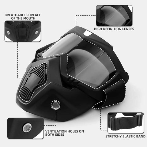 Pro Grade Detachable Goggles Mask For Riding And Cutting With Anti UV And Anti Dust Shield Anti Fog HD Lens Large Viewing Hood