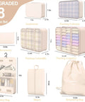 8 Piece Travel Packing Cubes Set With Shoe Bag And Hanging Toiletry Organizer Durable Luggage Organizers shown with dimensions