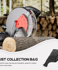 Circular saw cutting wood with Miter Saw Dust Collection Bag For Circular Saw And Marble Cutter Port, 11.4 X 6.2 Inch Fit shown