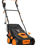 2-In-1 Electric Dethatcher And Scarifier With 15-Inch Clearing Path, 13-Amp Motor, 3300 RPM, 24 Steel Tines, Height Adjustable Plus 12-Gallon Collection Bag For Easy Yard Care And A Healthier, Thicker Lawn, front view
