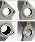 Exhaust donut gasket, graphite, 65mm bore, 2.5-inch size; pair

Exhaust donut gasket side view, graphite, 65mm bore, 2.5-inch size

Close-up of graphite exhaust donut gasket bore with metal seating ring

Installed-angle view of graphite exhaust donut gasket on pipe, 65mm bore