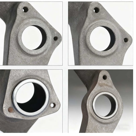 Exhaust donut gasket, graphite, 65mm bore, 2.5-inch size; pair

Exhaust donut gasket side view, graphite, 65mm bore, 2.5-inch size

Close-up of graphite exhaust donut gasket bore with metal seating ring

Installed-angle view of graphite exhaust donut gasket on pipe, 65mm bore