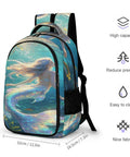 Iridescent Mermaid Print Backpack for Adults and Teens, side view showing large capacity and smooth zipper.