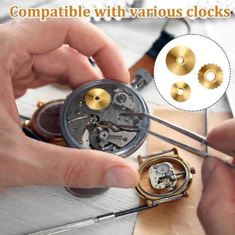 12 Pcs Brass Clock Hand Nut Assortment Set With 5mm 6mm 10mm OD For Grandfather, Wall Mantel Clocks shown with clock mechanism