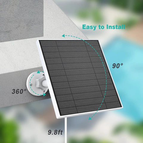 5W Solar Panel Charger For Eufy Outdoor Cameras Compatible With EufyCam 3 3C 2 2 Pro 2C 2C Pro E E20 E40 L20 L40 IP65, wall mount