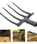 Beefy Heavy Duty Four Prong Steel Pitch Fork Head For Garden Digging And Soil Loosening Aeration And Ground Prep Durable Rake Attachment