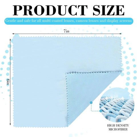 INFICRIME microfiber glasses cloth, 6x7 inches, blue; high-density microfiber for eyewear and screens