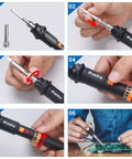 Pro Grade Soldering Iron Kit With 135W Adjustable Temperature And Rapid Heat Ceramic Thermostatic Core in use and tips displayed.