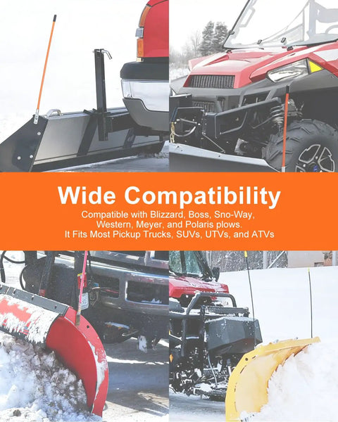 4 Piece 27 Inch Snow Plow Blade Marker Kit For Boss Blizzard Western Sno-Way Meyer Polaris And More shown on various vehicles