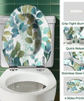 Elongated Resin Toilet Seat for Bathroom Replacement with leaf design, grip-tight bumpers, quick release hinges.
