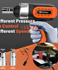 Corded One Half Inch Impact Wrench With Detent Ball Anvil, 320 Ft Lbs Max Torque, 12V Brushless Power Gun, Includes Sockets and Clamps