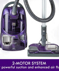 Heavy Duty Bagged Canister Vacuum Engineered To Handle Every Mess On Hardwood And Carpet Includes Swivel Head for easy navigation.