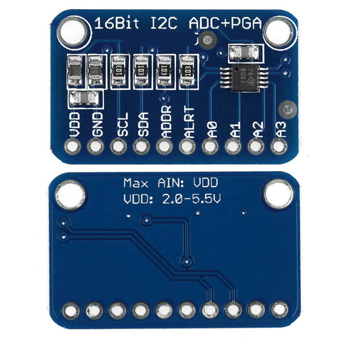 16 Bit I2C Analog To Digital Converter Board With 4 Single Ended Or Two Differential Channels 2V To 5V Power Easy To Use No Brainer ADC Module
