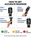 How to get accurate readings for Dual Mode Moisture Meter For Wood And Building Materials With Pin And Pinless Non Destructive Testing Surface Scan Up To Three Quarters Inch Temperature And Humidity Readout Data Log And Backlit LCD Display