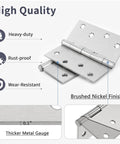 Beefy 4 Inch Exterior Door Hinges Pack Of 6 In Brushed Nickel With Square Corners And Removable Pin For Front And Back Doors Anti Rust No Squeaks Easy Install