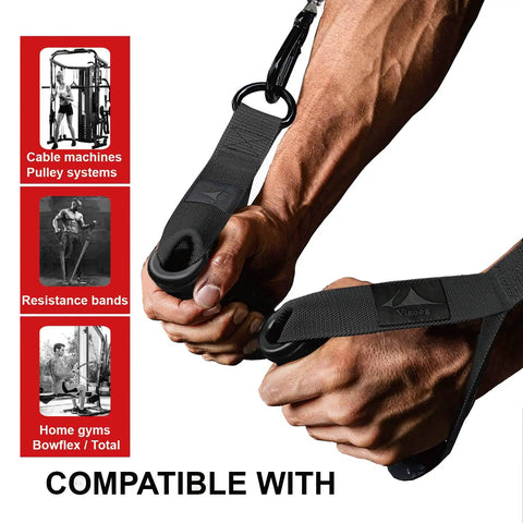 Heavy Duty Rubber Exercise Handles Built Different For Crushing Heavy Reps, Non Slip Workout Grip Attachments for cable machines.