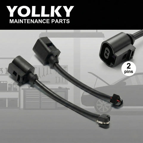 Rear brake pad wear sensor kit (2-pack) with 2-pin connectors for VW Touareg, Porsche Cayenne, Panamera