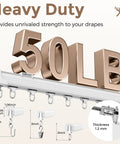 Heavy Duty Ceiling Curtain Track System White 6 To 9 Ft Easy Install Ceiling And Wall Mount Rail With Ultra Quiet Smooth Gliding 3 Ft Sections Each Featuring 10 High Quality Rollers For No Fuss Drapes In Living Room Bedroom Or Home Theater, 50 lb load, 1.2 mm aluminum
