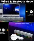 R100 Bluetooth Computer Speakers With Dynamic LED Light For Desktop PC And Laptop USB Plug And Play Sound Bar shown in use