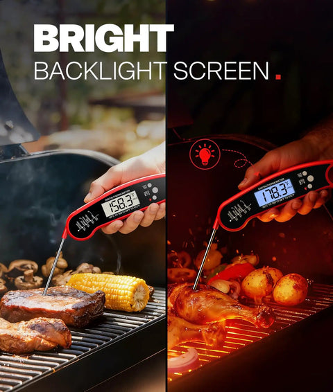 Digital Meat Thermometer With Instant Read For Grilling And BBQ Ultra Fast 2 To 3 Second Temperature Check Wide Range Backlit LCD