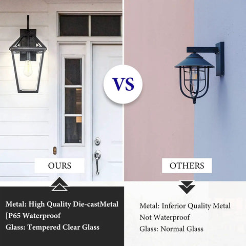 Big Outdoor Wall Lanterns Weatherproof Exterior Light Fixture With Glass Shade Matte Black Finish 21 Inch Wall Mount Porch Light comparison