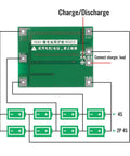 Heavy Duty 2 Pack 4S 40A 16.8V Lithium Battery BMS Protection Board schematic with charge and discharge connections.