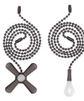 Extra Long Ceiling Fan Pull Chain Featuring Decorative Frosted Glass Bulb Accent And Heavy Duty Replacement Cord Fits Standard 3MM Rods In Sleek Oil Rubbed Bronze