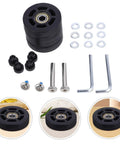 4 Piece Luggage Wheel Replacement Set With 360 Degree Swivel Quiet Glide And Hassle Free Installation For Suitcases And Travel Bags Black Plastic Wheels For Durable Smooth Roll And Quiet Travel, 50mm wheel kit with wrenches, screws, rings