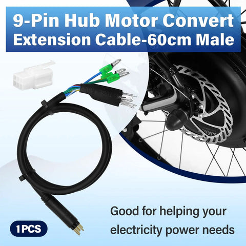 9 Pin Hub Motor Extension Cable Male Waterproof Connector for E Bikes 12V-72V 250-750W Ebike Power Cable 60 cm E Bike Motor Extension Wire Durable Flame Retardant Outer Jacket for Electric Bicycle Mods