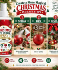 Christmas DIY Decor Spray Paint, Black Holiday Craft Mist for Ornaments on spray bottle with red ornament background.