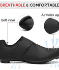 Unisex Dope Indoor Cycling Shoes With Delta Cleats Included, Compatible With Peloton And Delta Pedals, Single Hook And Loop Strap, Breathable Road Bike Shoes For Men And Women, Black Size 8, showing soft inner and air holes upper