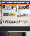 Self Adhesive Work Bench Mat 23.5 X 200 Inch PU Floor Runner For Garage And Workshop, Easy To Clean on workbench