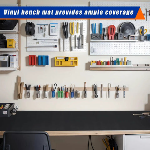 Self Adhesive Work Bench Mat 23.5 X 200 Inch PU Floor Runner For Garage And Workshop, Easy To Clean on workbench