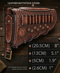 Vintage Leather No Drill Cheek Rest For Rifles And Shotguns With Buttstock Protective Pouch, cartridge holder in focus.