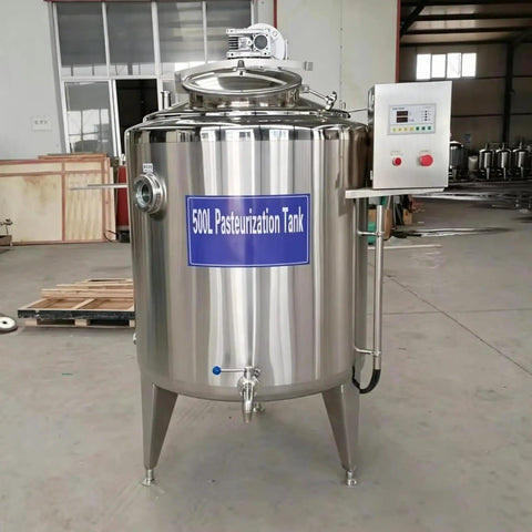 Straight Up Heavy Duty Milk Pasteurizer Featuring 300 To 500 Liter Stainless Steel Capacity And Plug And Play Automatic Temperature Control For Seamless Yogurt Making And Commercial Dairy Operations, 500L pasteurization tank.