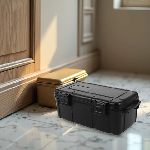 Portable Waterproof Tool Box Organizer With Durable PP Hard Case Explosion Proof Design Secure Locking And Compact Carry displayed indoors