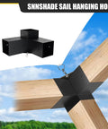 4x4 Woodworks Pergola Brackets Kit, 3-Way Corner Extension, Black Powder Coated Steel Brackets for Wood Beams on Sky Background