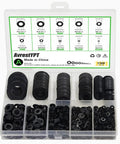 Flat Washer Kit 1100 Pcs Black Zinc Plated Assorted Washers In 9 Sizes M2.5 By 0.2mm to M12 By 24mm in transparent box